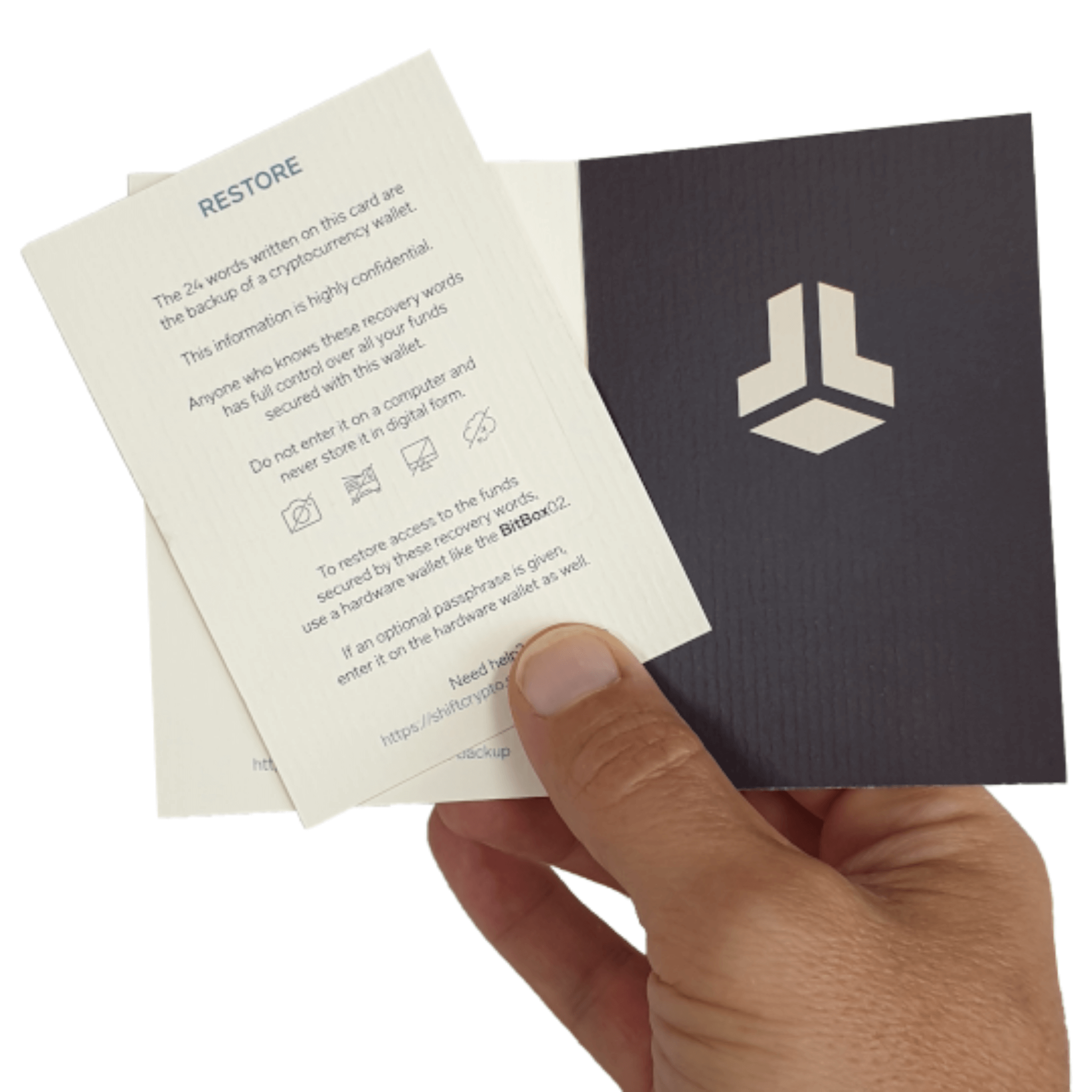 BitBox Seed Phrase Storage Backup Cards 3-Pack Restore Card