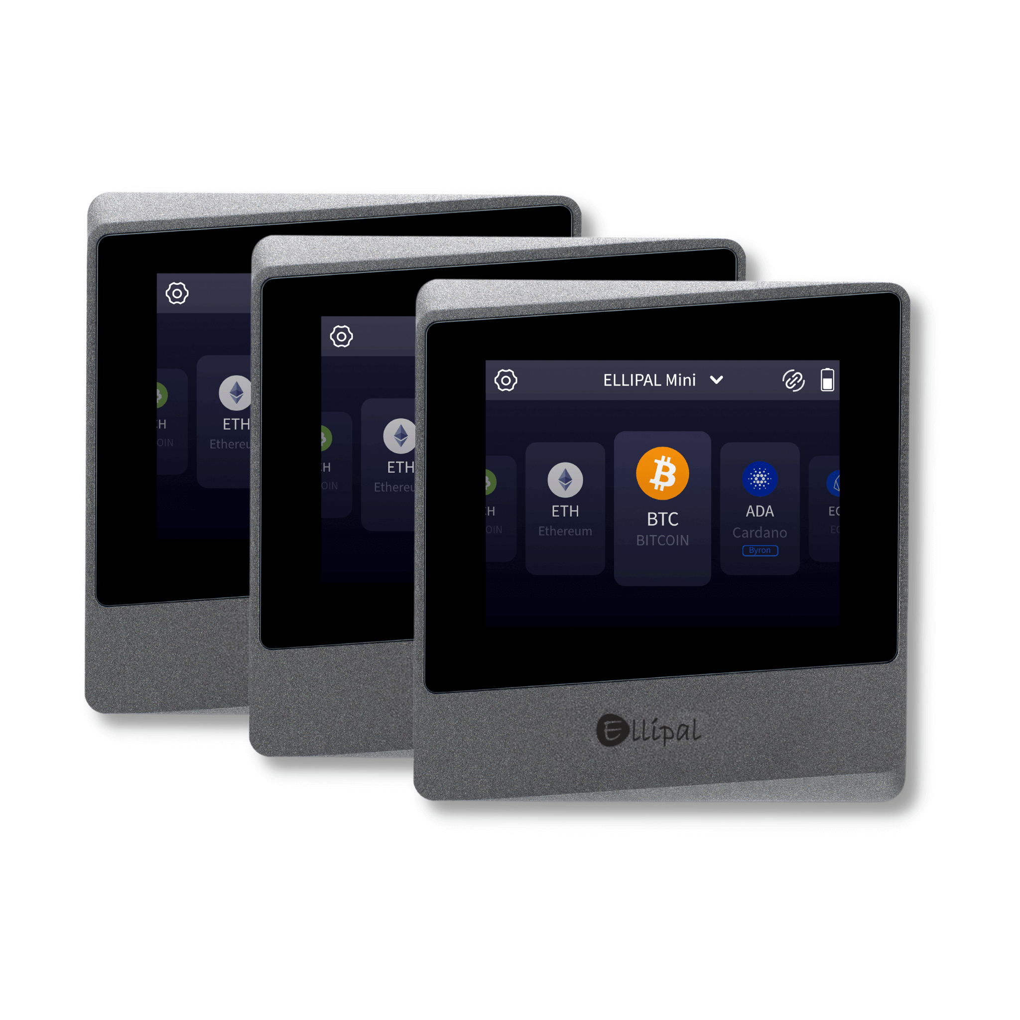 Ellipal Titan Mini Grey Pack of 3 Cryptocurrency Hardware Wallets Front