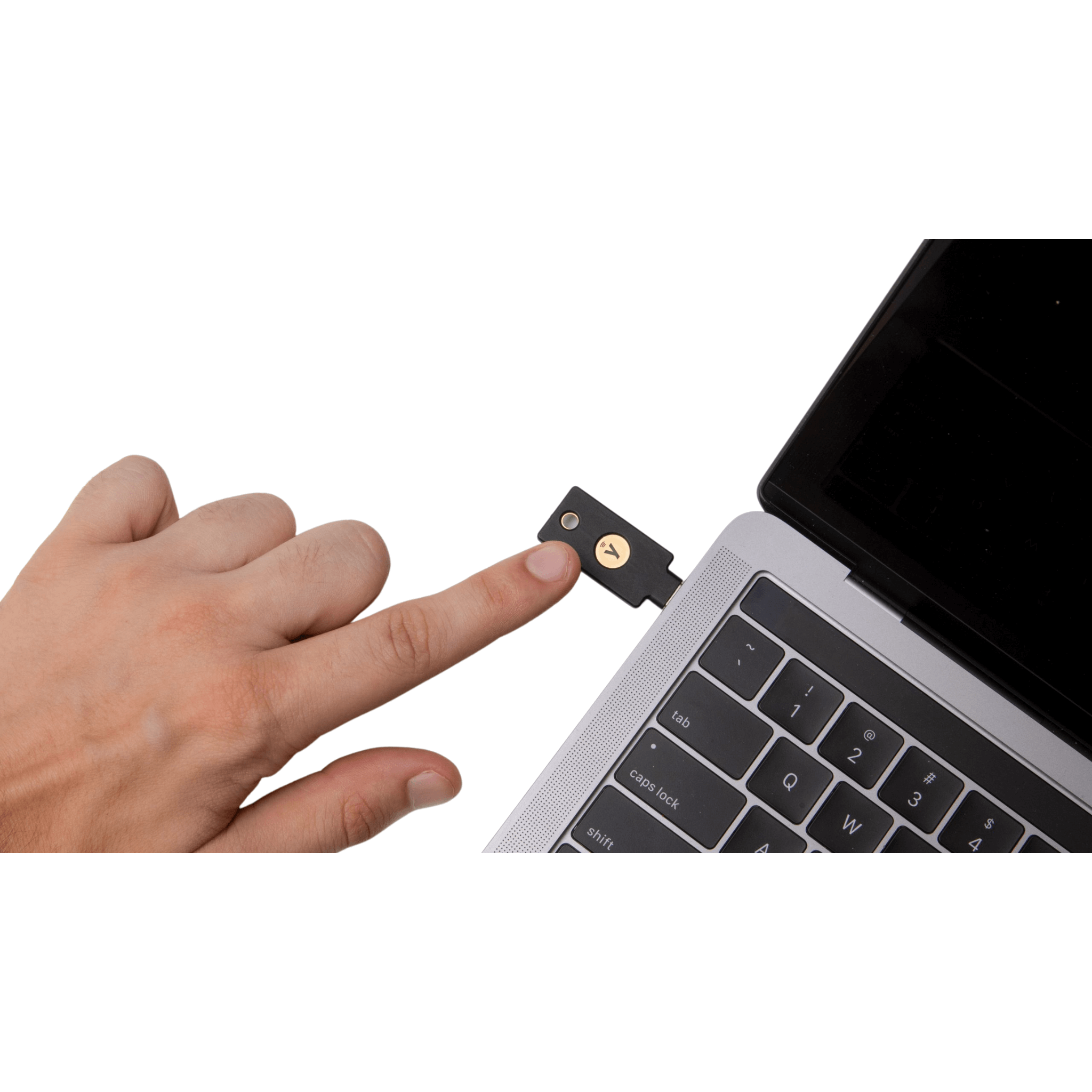 Yubico YubiKey 5C NFC Security Key Plugged Into A Laptop